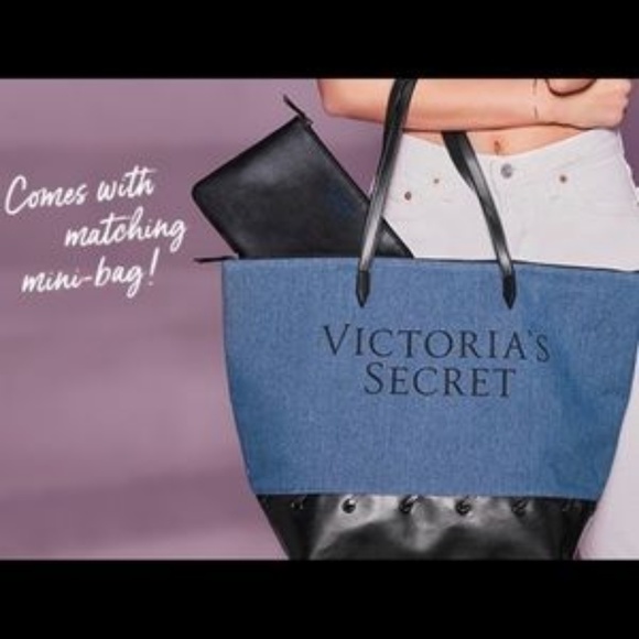 New Victoria's Secret 2018 Denim Tote Set - Picture 2 of 7